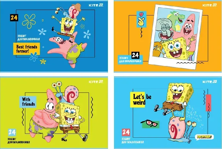 Зошит для малювання на скобі24/100 А4«SpongeBobSquarePants»УФлак+глітер