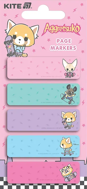 Закладка паперова Aggretsuko 5×15×50мм, 100 шт з малюнком