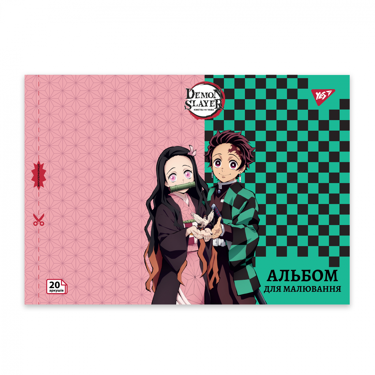 Альбом для малювання на скобі 20/100 А4 з перфорацією Demon Slayer