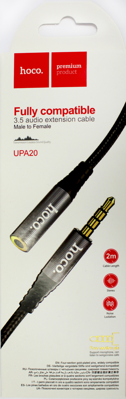 Кабель 3.5мм Aux UPA20 audio extension cable grey