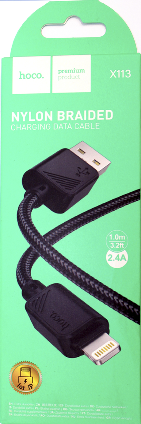 Кабель USB > lihgtning 2.4A black