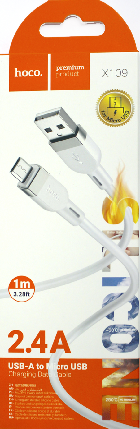 Кабель USB > microUSB X109 1м white