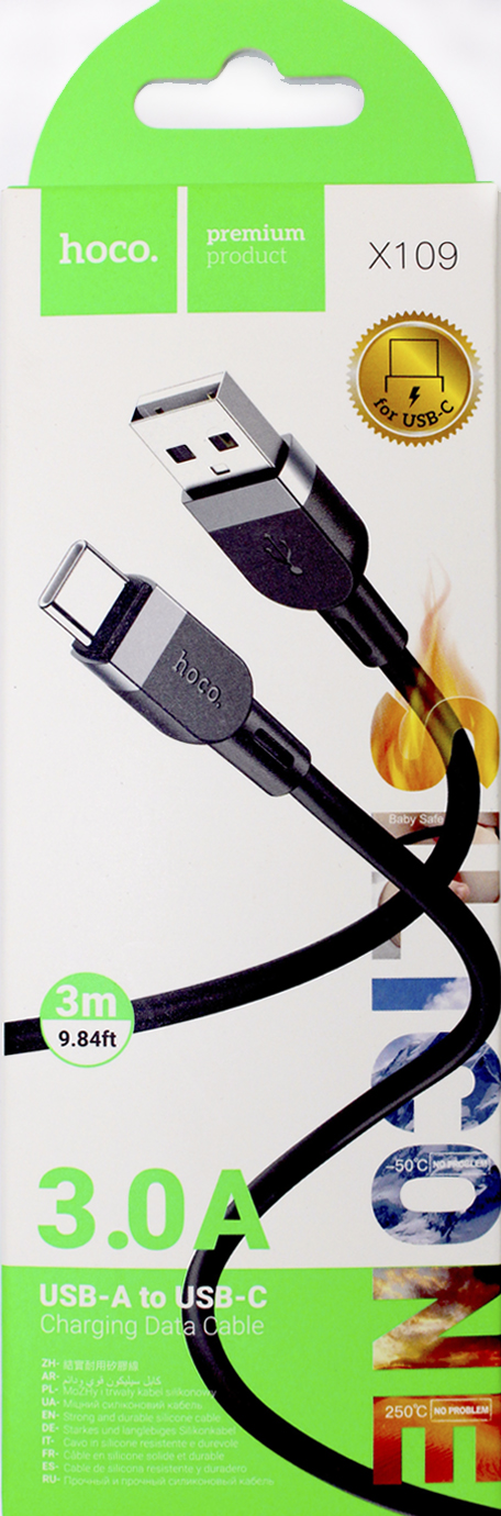 Кабель USB > Type-C X109 3A 3м black