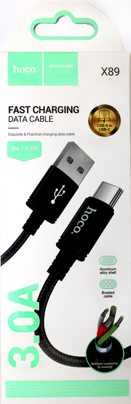 Кабель USB > Type-C X89 1м black 3A