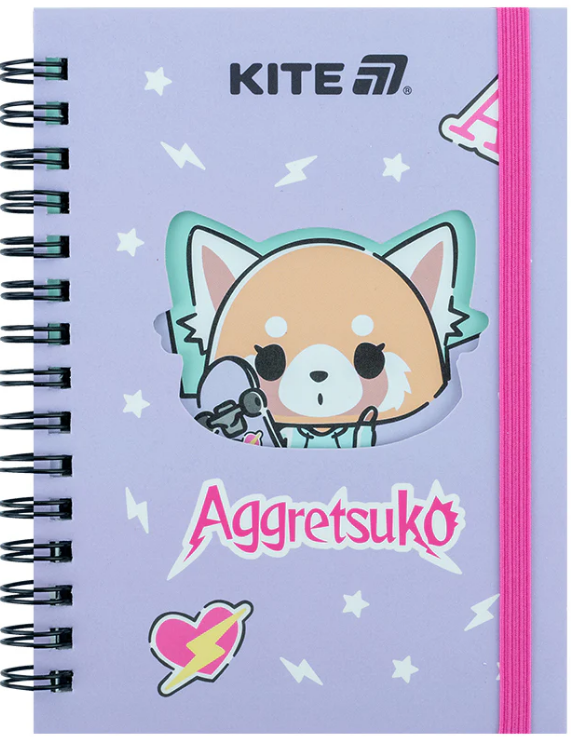 Блокнот пруж. А6 80 аркушів клітинка вирубка «Aggretsuko»