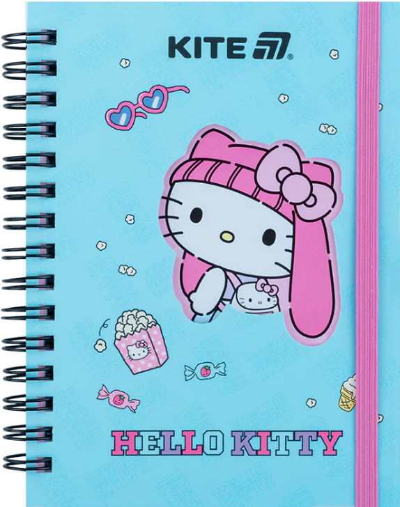 Блокнот пруж. А6 80 аркушів клітинка вирубка «Hello Kitty»