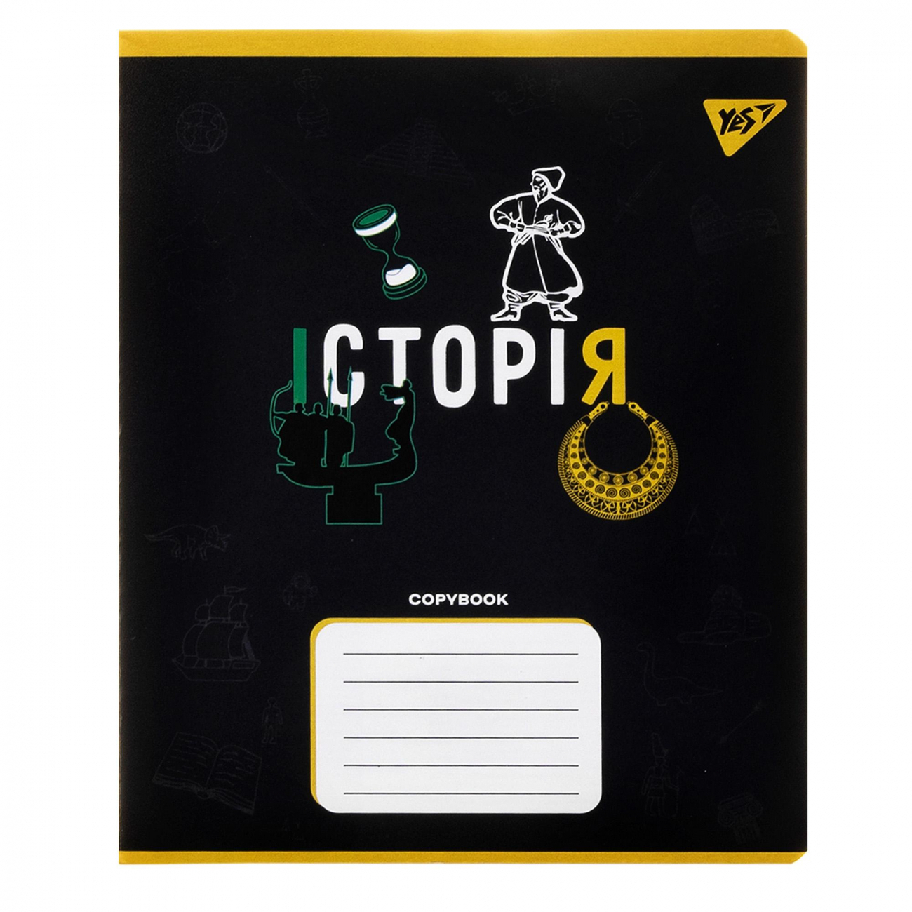 Зошит 48 аркушів клітинка Предметка-Історія (Black) виб. гібрид, лак
