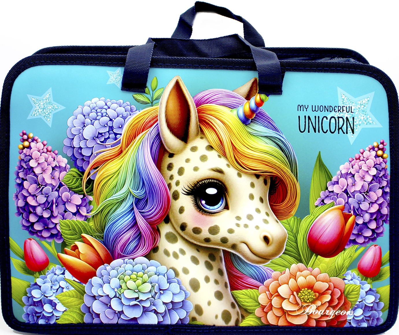 Папка А4+ «Unicorn»на блискавці з довгою ручкою