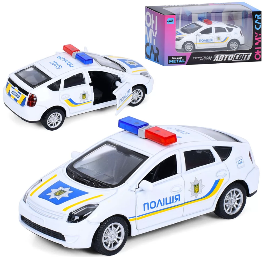 Машина інер-а «Автосвіт» 10,5см, поліція, в коробці, 14×7×6,5см