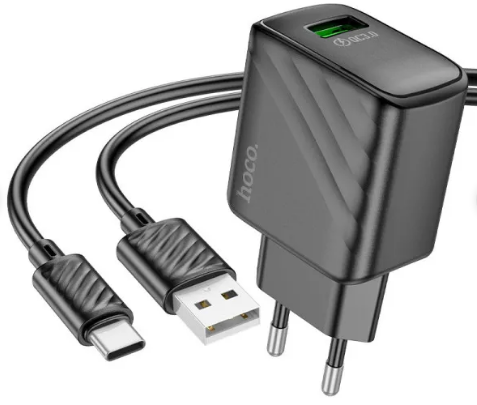 Зарядний пристрій швидка зарядка USB+Type-C 3.0 18W black