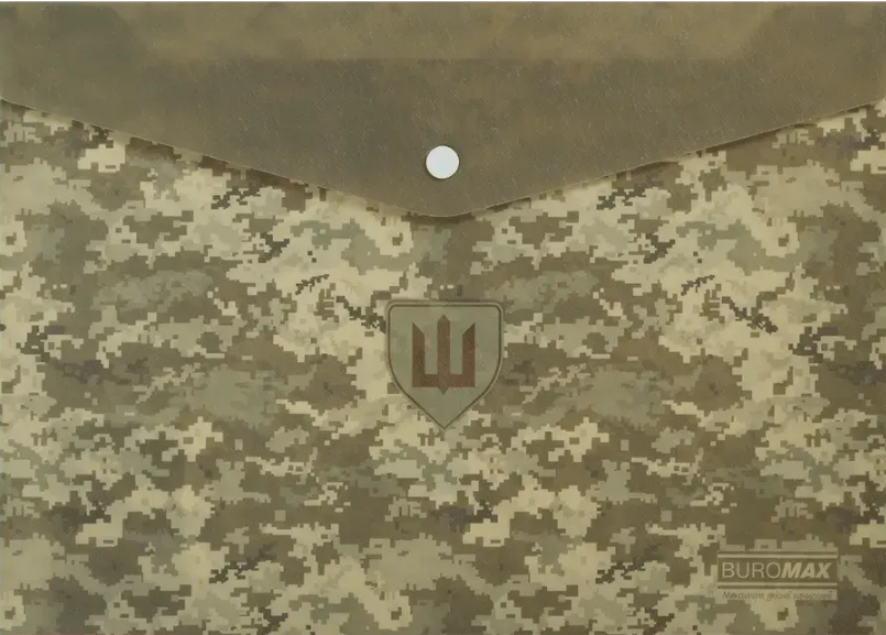 Папка-конверт А4 Military на кнопці, матова напівпрозор., зелена