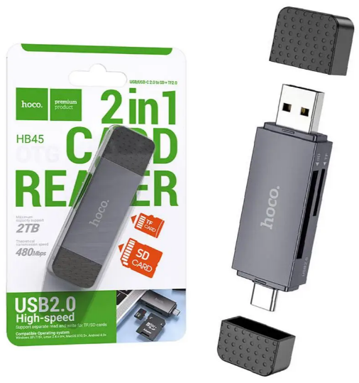 Cardreader HB45 2в1 USB/Type-C grey