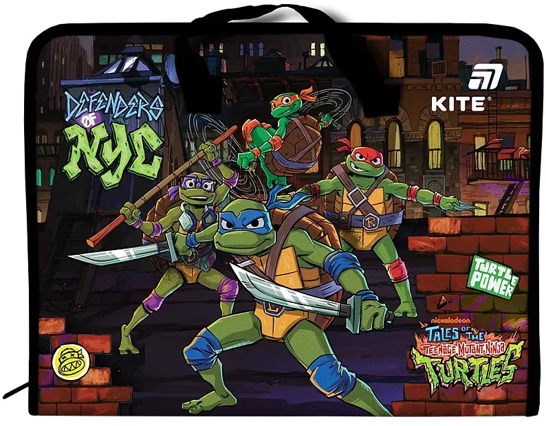 Папка-портфель А4+ Ninja Turtles на блискавці
