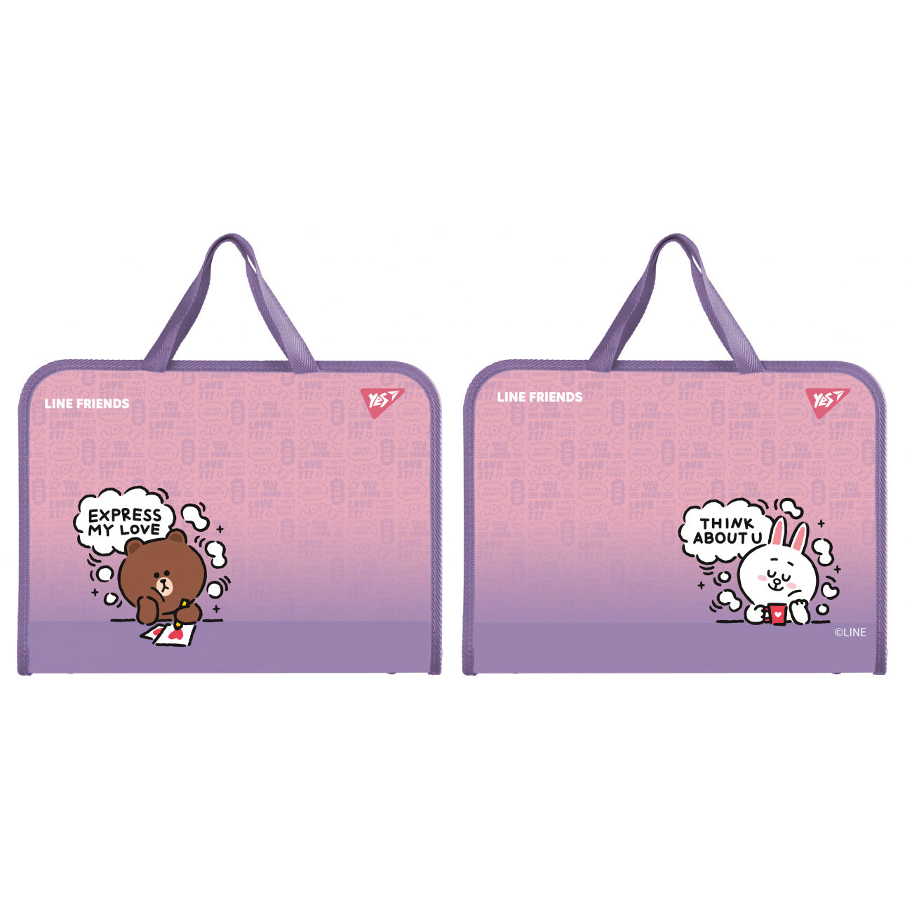 Папка-портфель Line Friends на блискавці з ручками