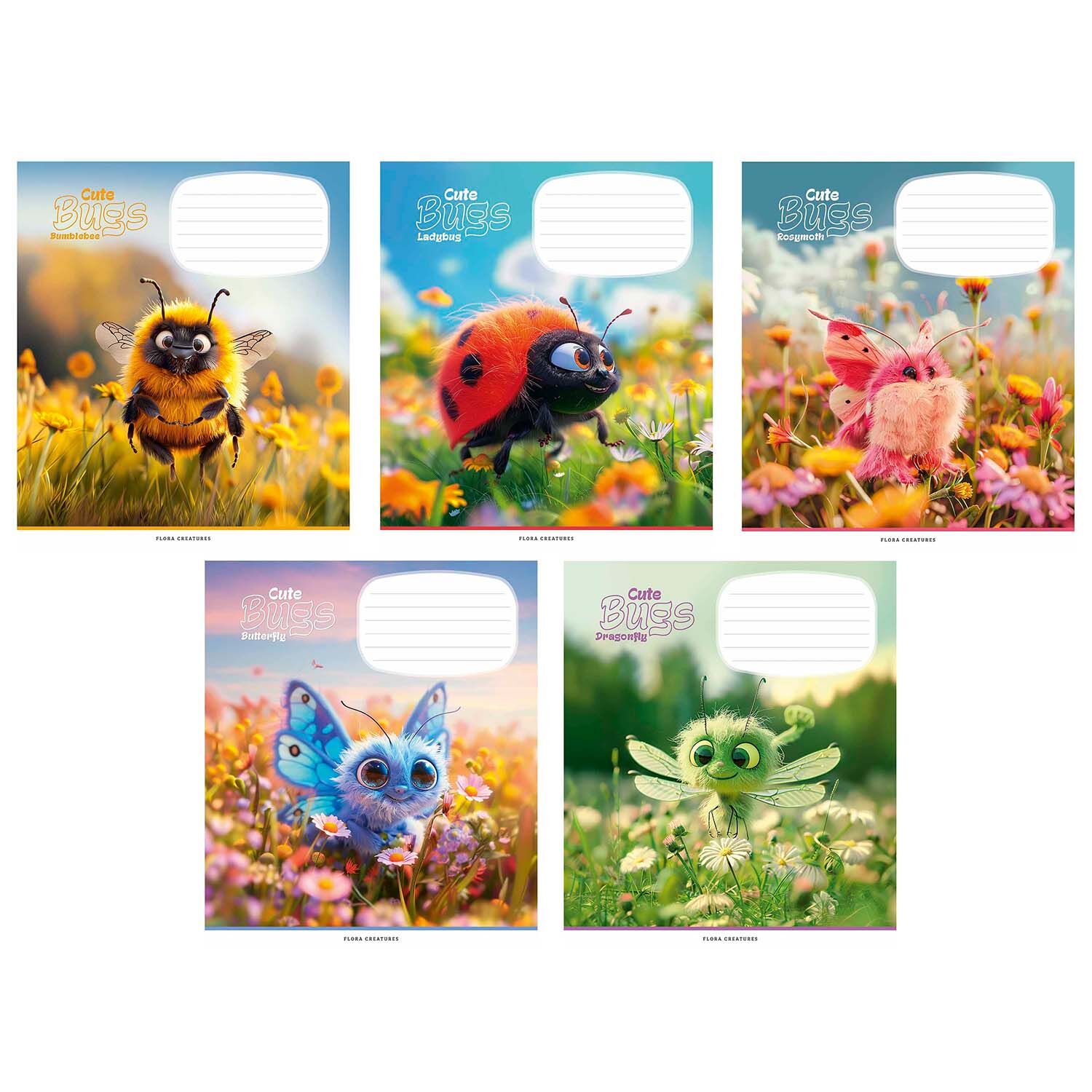 Зошит 12 аркушів коса лінія «Cute bugs» ВД-лак