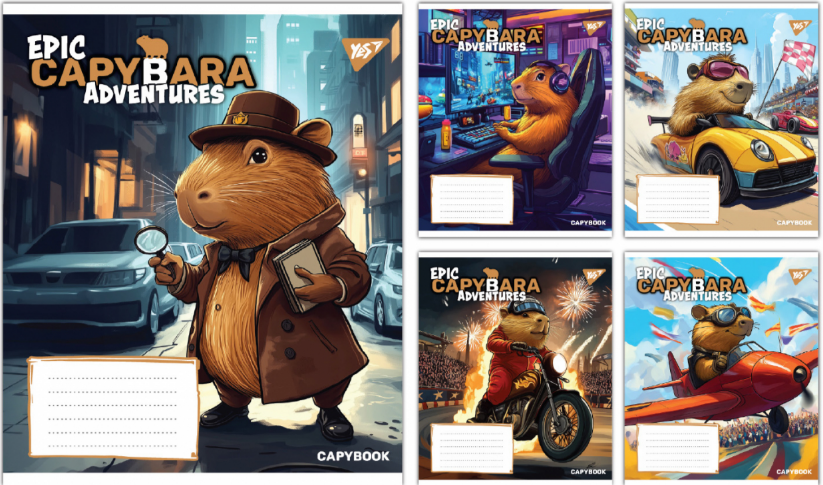 Зошит 12 аркушів клітинка Epic Capybara