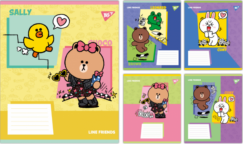 Зошит 12 аркушів клітинка Line Friends Funny