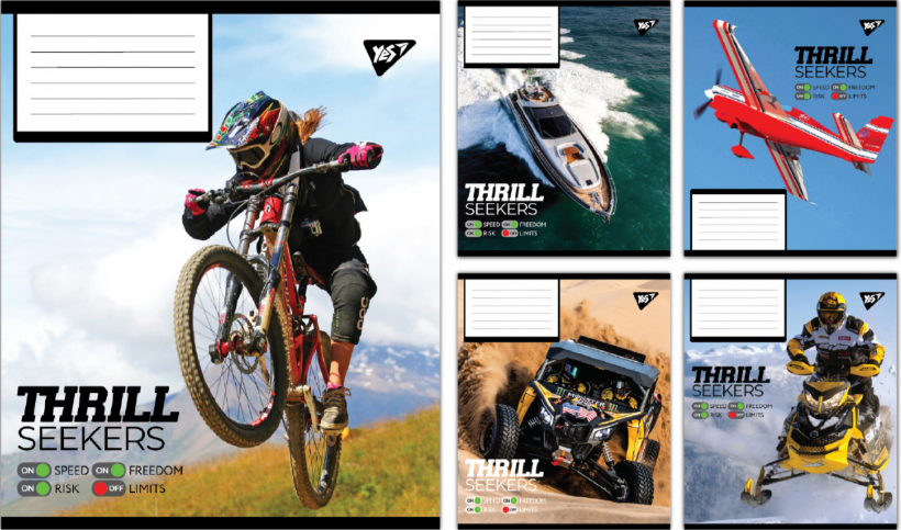 Зошит 48 аркушів клітинка Thrill Seekers