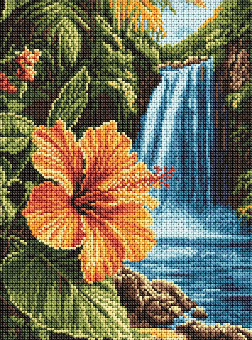 Набір з алмазною мозаїкою «Тропічний водоспад» 30×40см