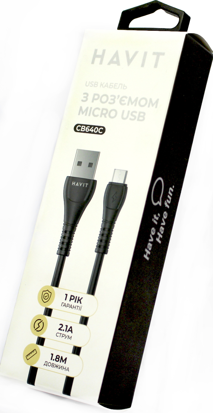 Кабель USB > microUSB HV-CB640C 2.1A 1.8м black