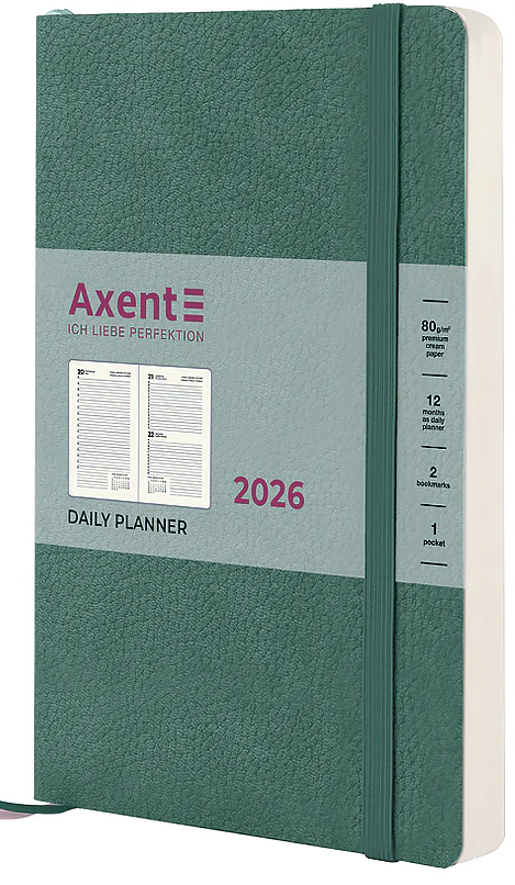 Щоденник А5 дат2026 Partner Soft Skin, сіро-лазурний