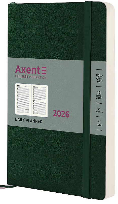 Щоденник А5 дат2026 Partner Soft Skin, темно-зелений