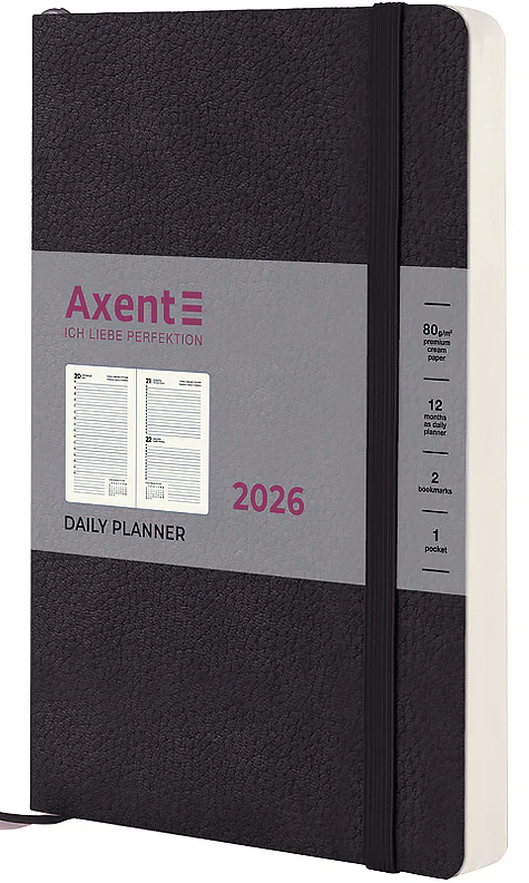 Щоденник А5 дат2026 Partner Soft Skin, чорний