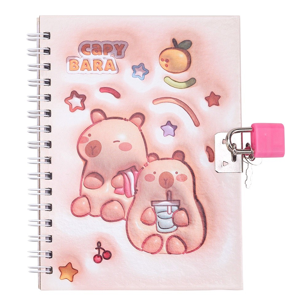 Блокнот пруж. бок. А6 48 аркушів клітинка із замком асортіKids line. Capybara2″
