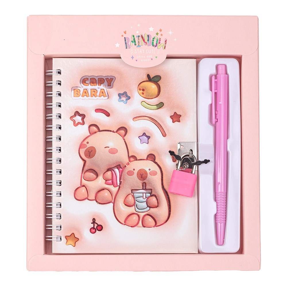 Блокнот пруж. бок. А5 48 аркушів клітинка із замк. і ручк.«Kids line. Capybara»