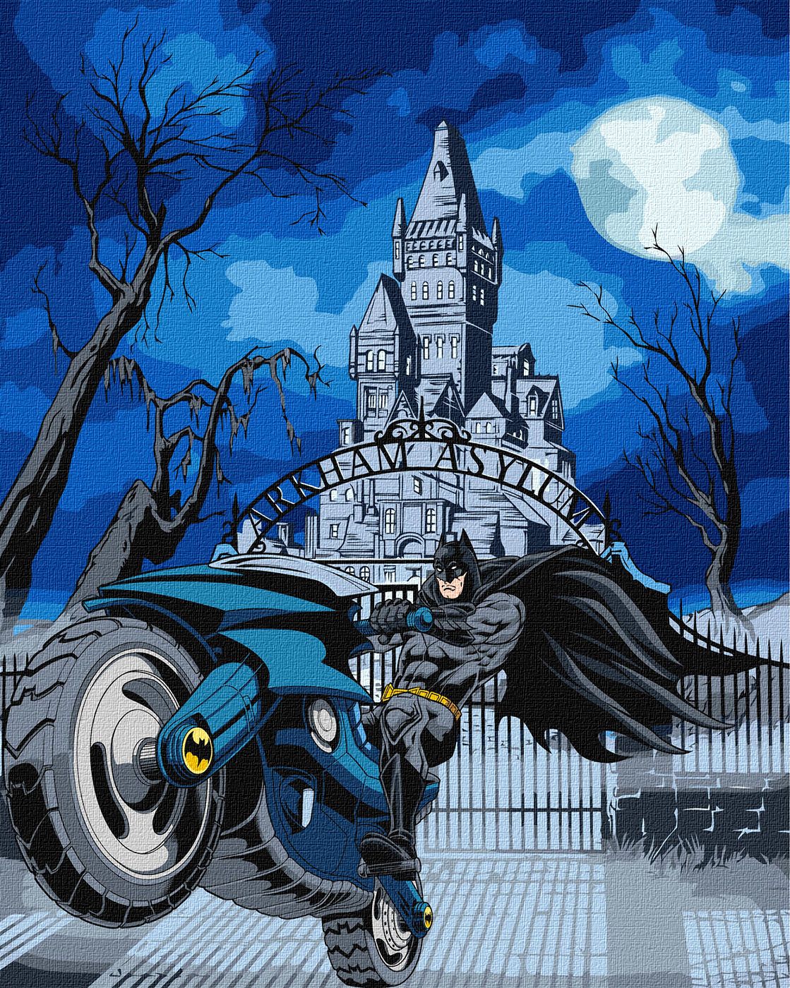 Картини по номерах акрилові «Batman: Batcycle з фарбами металік» 40×50см