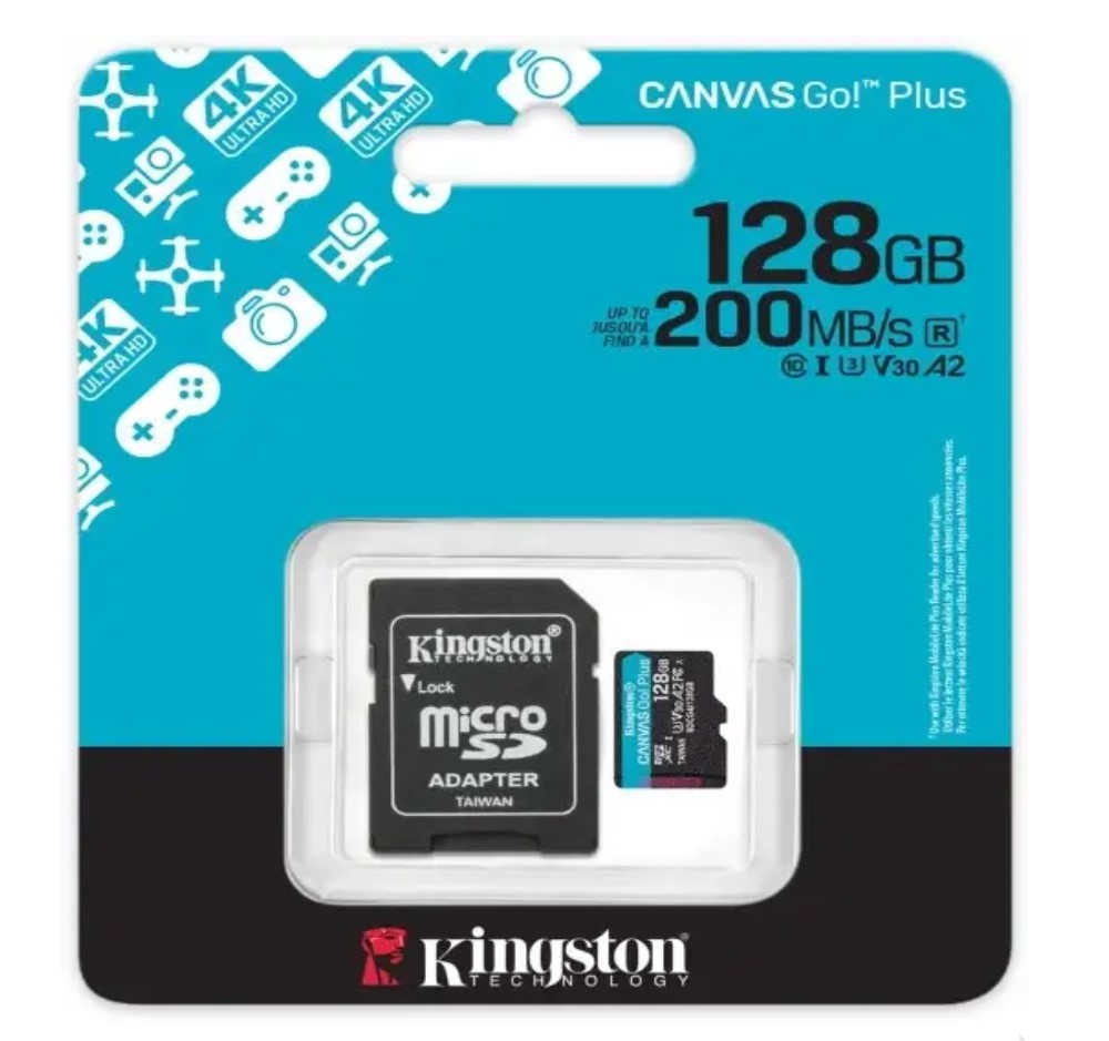 Карта пам`яті 128Gb Micro-SDXC (UHS-1 U3) Kingston Canvas Go Plus R-200MB/s A2 V30