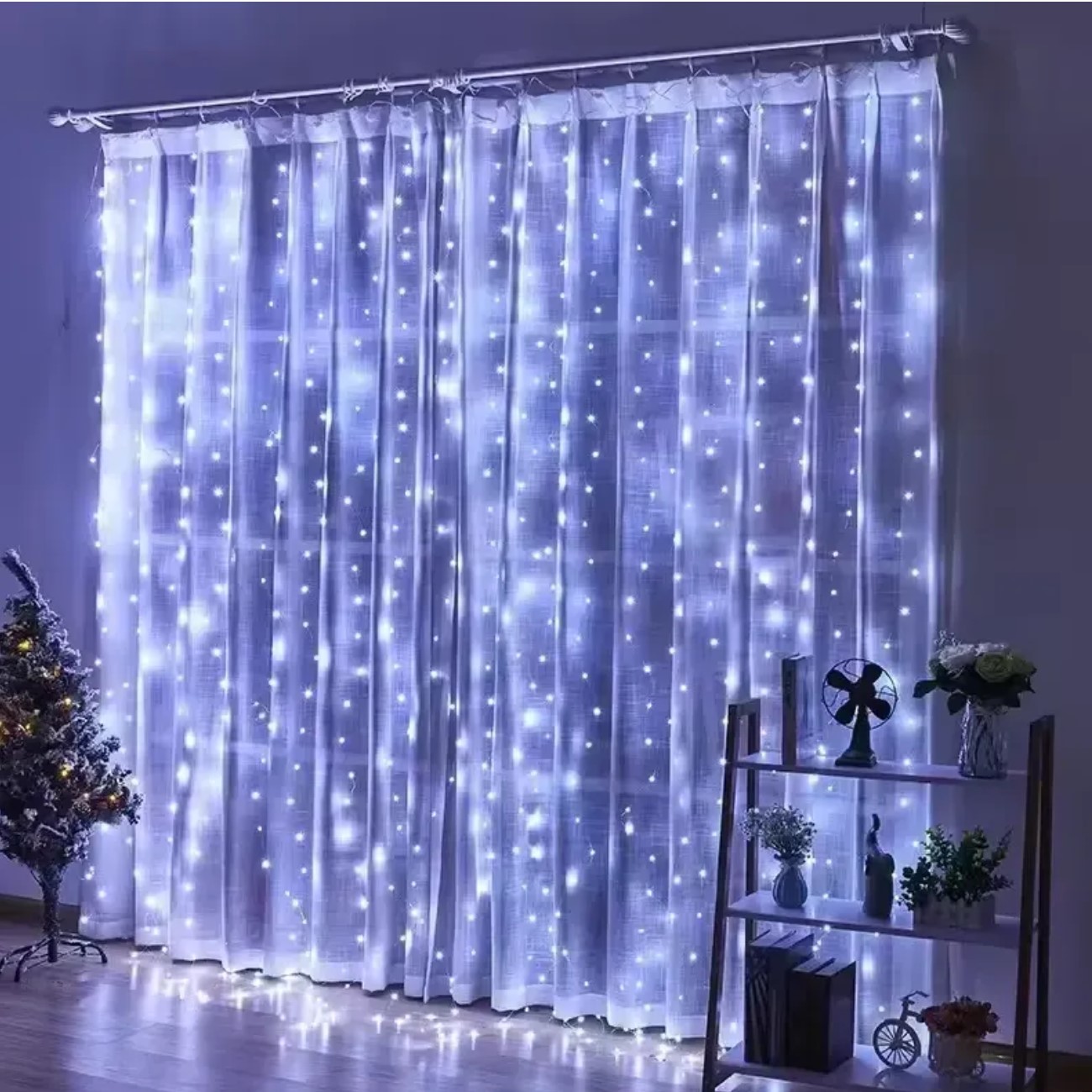Гірлянда-штора електрич. Роса 400LED USB, 20ліній, реле 8режимів, білий L-3 мH-2м