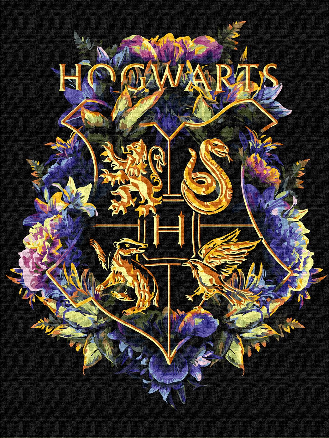 Картини по номерах акрил.WB«HarryPotter:ГербГоґвортсу з фарбами металік»30×40см