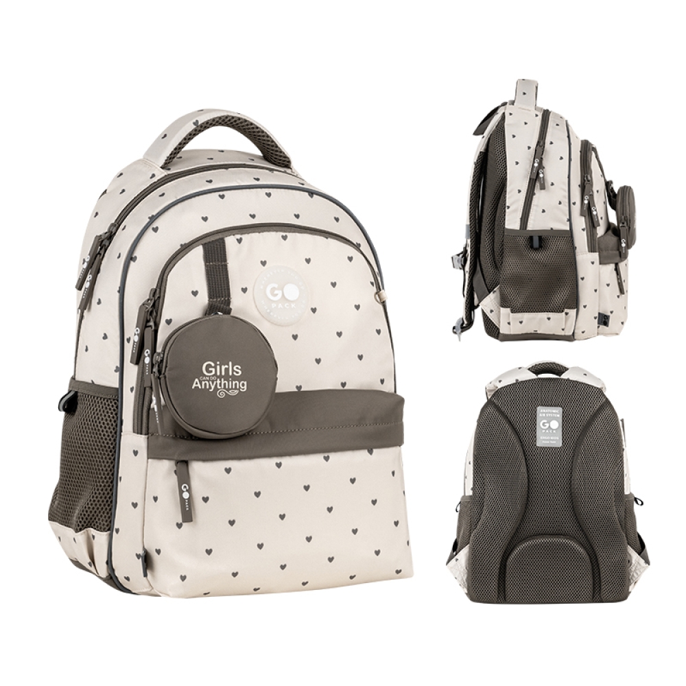 Рюкзак Education 182M Beige Polka Dots 2 відділення 4 кишені