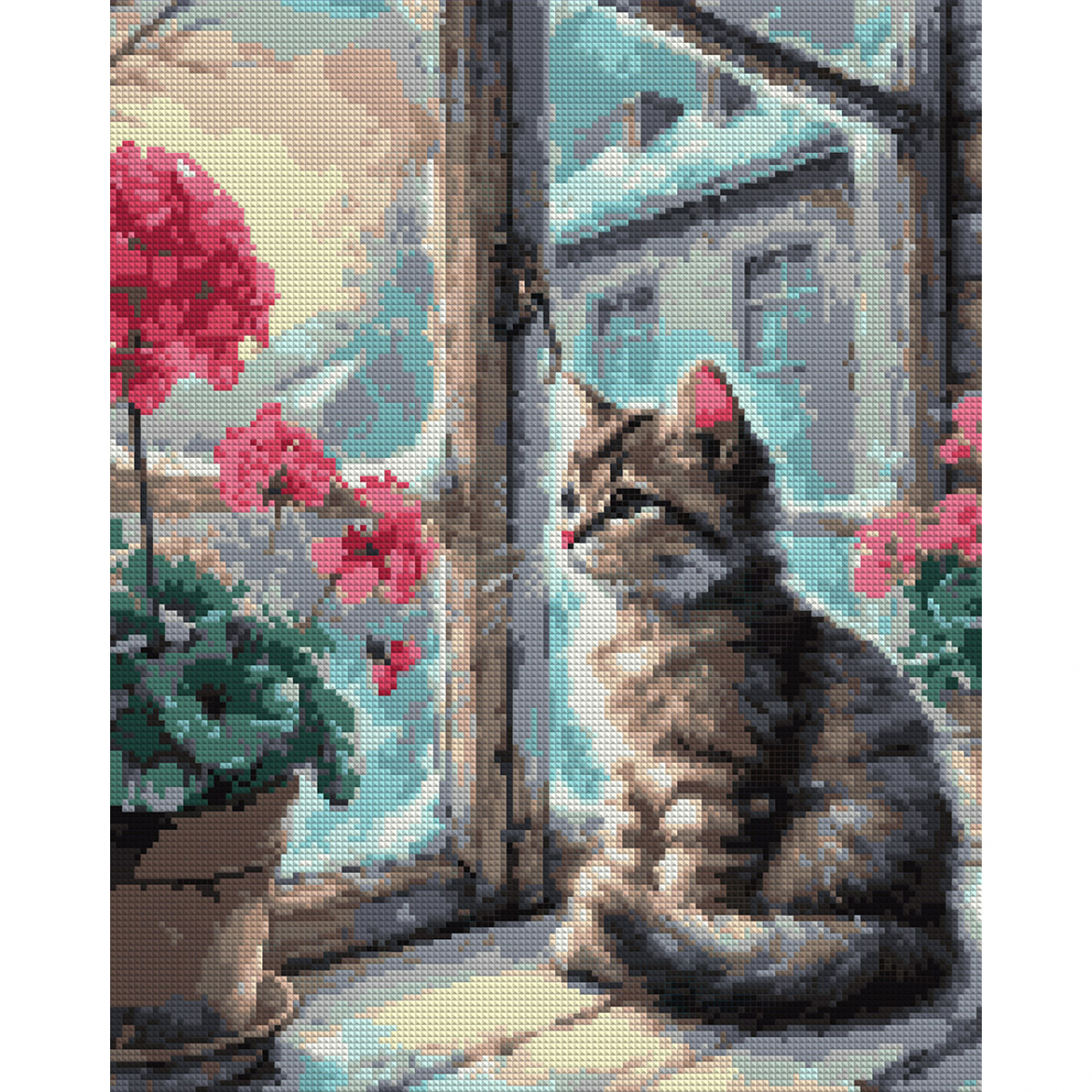Алмазна мозаїка «Santi» Квітка та кошеня 40×50см, на підрамнику