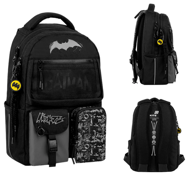 Рюкзак Education teens 2587M DC Batman 2 відділення, 6 кишень