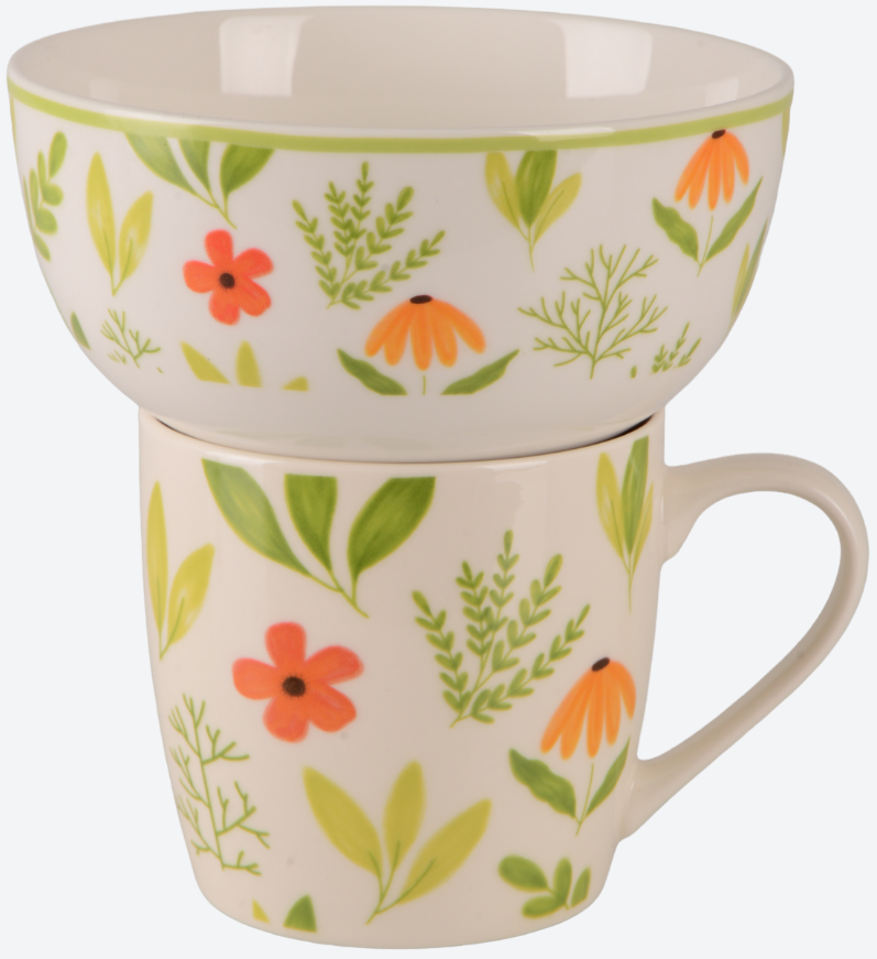Сервіз столовий керамічний 2 предмети «Limited Edition Flowers Green»