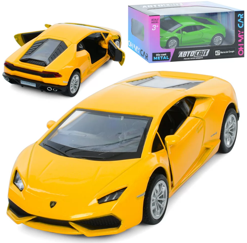 Машина інер-а металева «Автосвіт» Lamborghini Huracan (1:40) 12,5см, в коробці