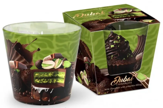 Свічка з ароматом «Bartek candles» 115г/30год. Dubai chocolate