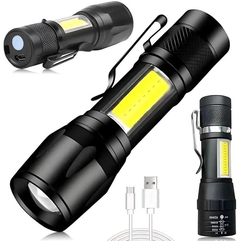 Ліхтар акум. металевий «Police» ЗП microUSB, zoom, 18650,3 режими +COB