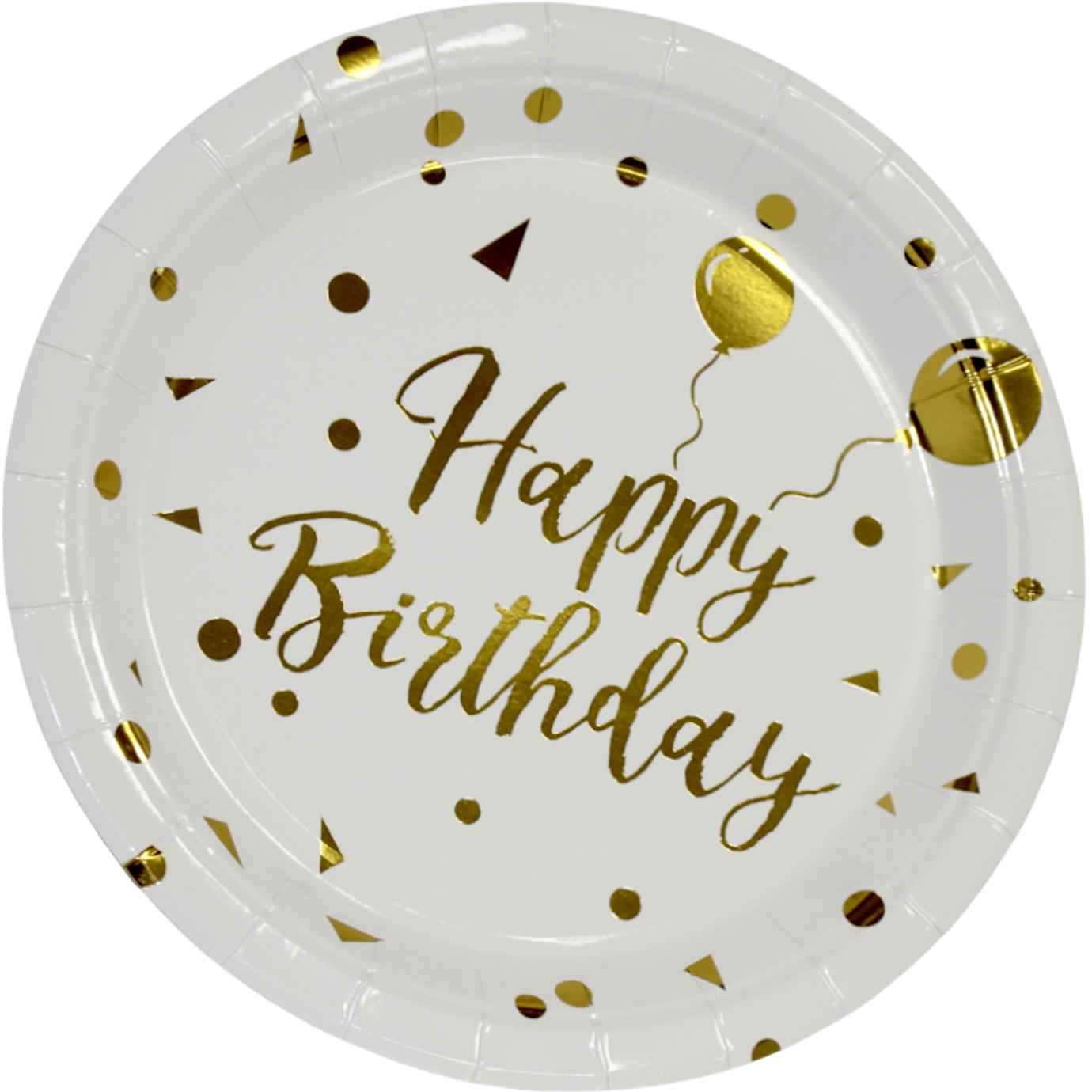 Тарілка паперова, d-230мм, Happy birthday кульки золото