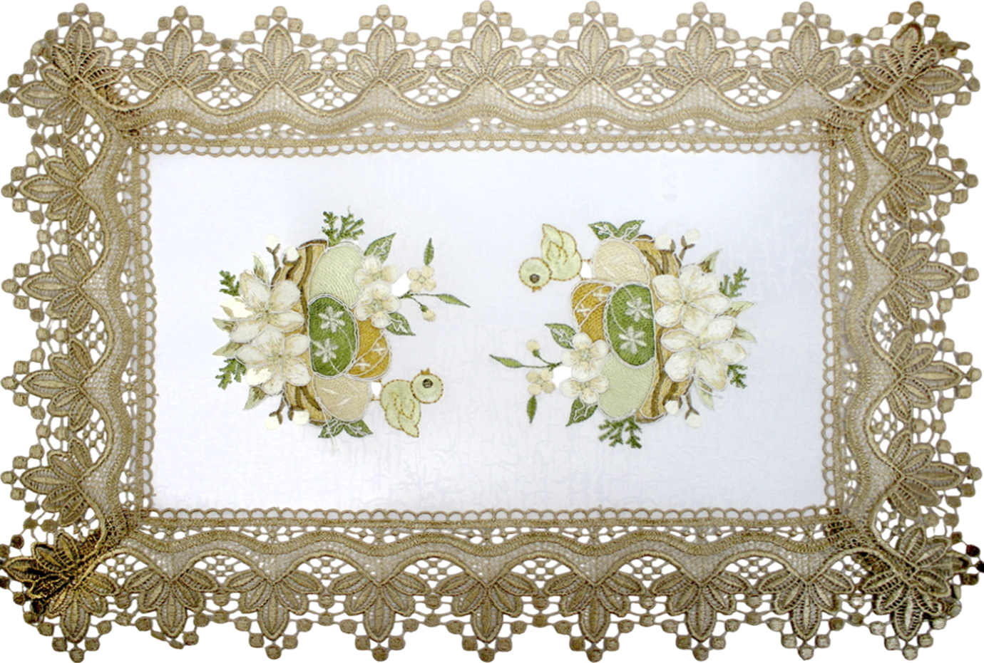 Великодня серветка «Крашанки з курчам» прямокут корич. обідок. 48×33см