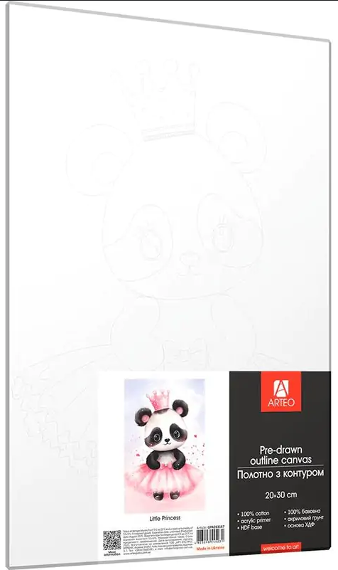 Полотно з контуром «Arteo» Little Princess 20×20,бавовна, дрібне зерно, ХДФ