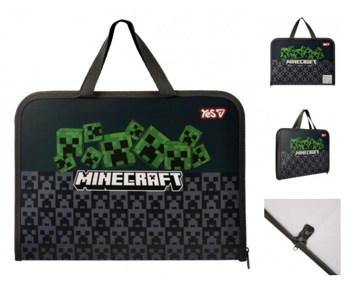 Папка-портфель А4 «Minecraft.Creepers» на блискавці, з ручками