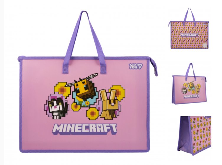 Папка-портфель А3 «Minecraft. Bees» на блискавці, з ручками