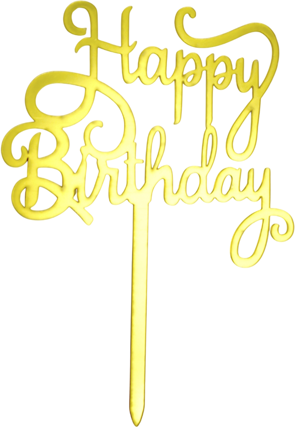 Топер для торта «Happy Birthday» золото