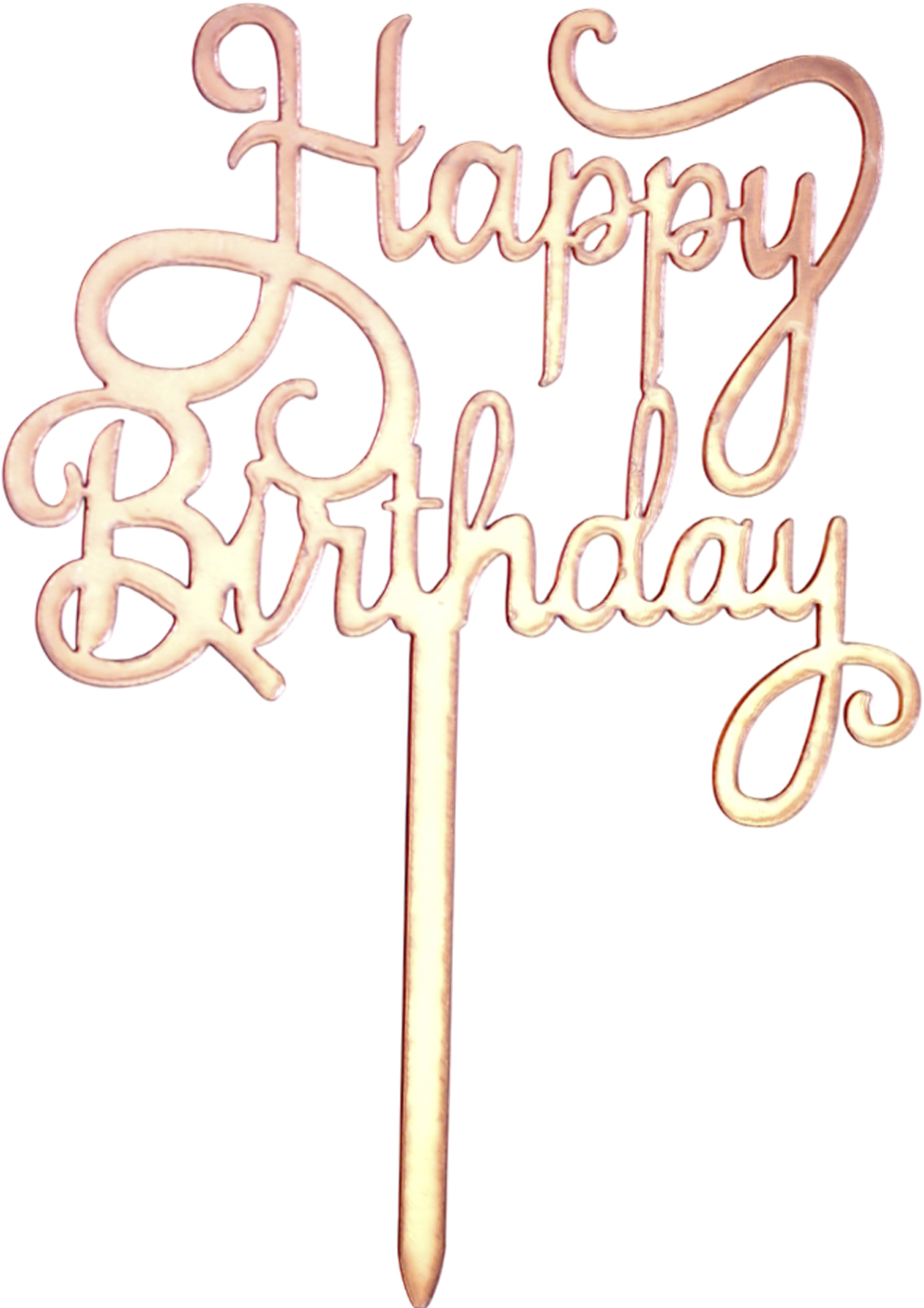 Топер для торта «Happy Birthday» рожеве золото