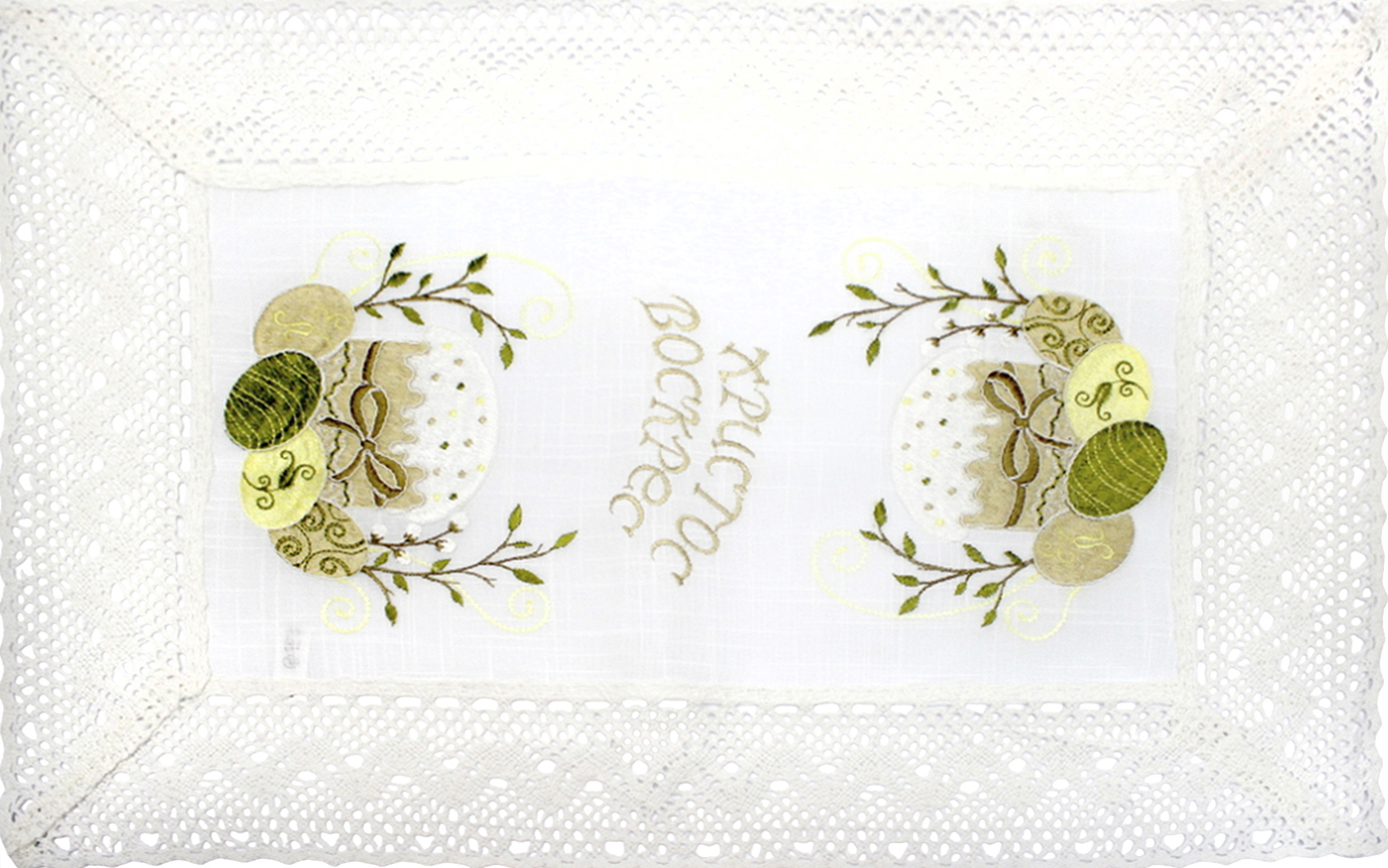 Великодня серветка «Христос Воскрес, паска з крашанками» прямок. 62×44см