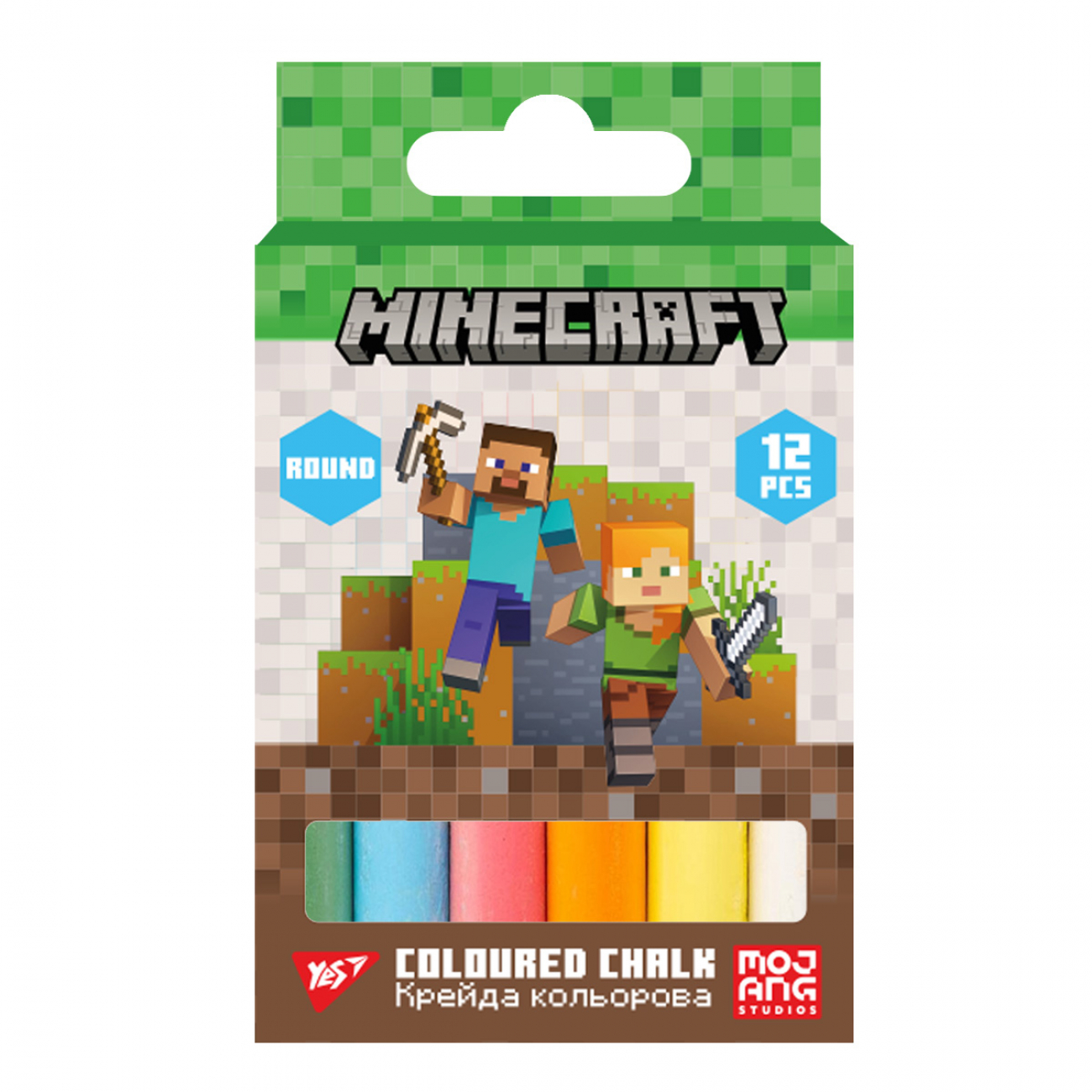Крейда кольорова 12 шт кругла Minecraft