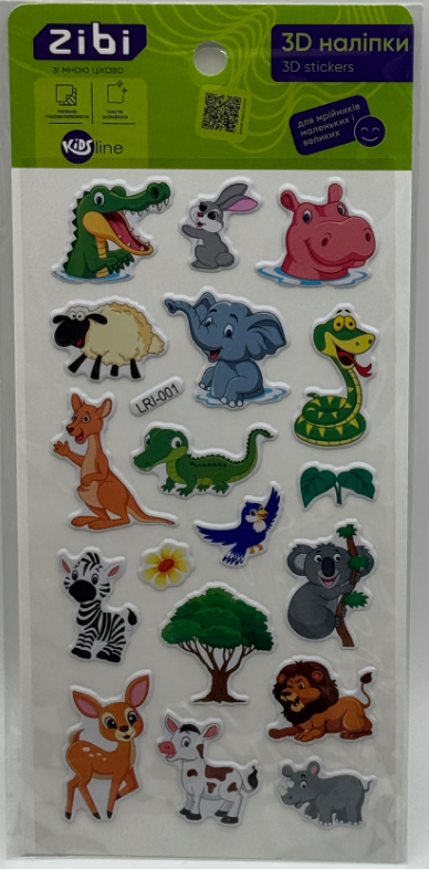 Наліпка 3D «Звіряти з Африки» 18см, KIDS Line